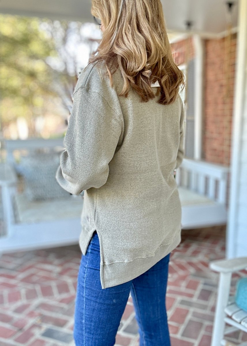 Royce Long Sleeve French Terry Fleece - Sand - Royce Long Sleeve Tee - Jimberly's Boutique - Olive Branch - Mississippi