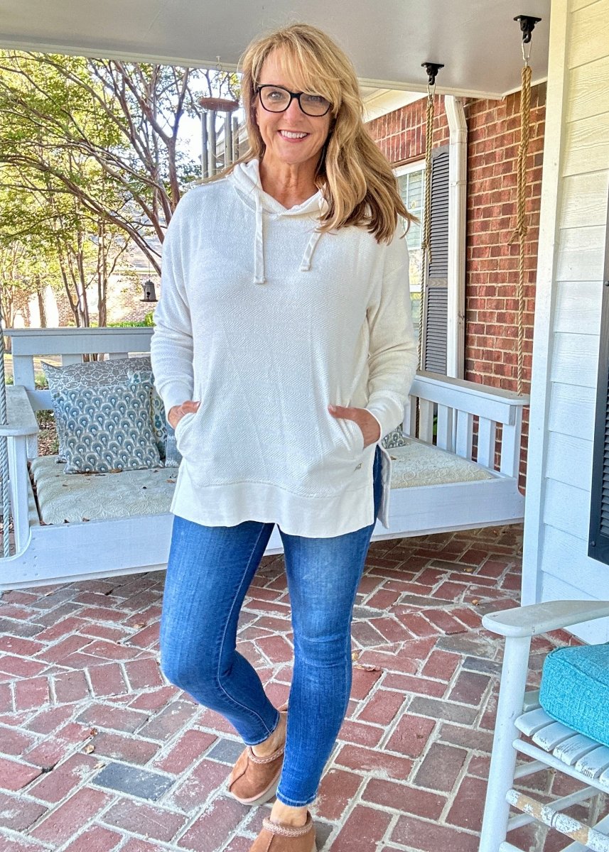 Royce Long Sleeve Hooded Side - Split Pocketed - Ivory - Harbor Way - Royce Harbor Way - Jimberly's Boutique - Olive Branch - Mississippi