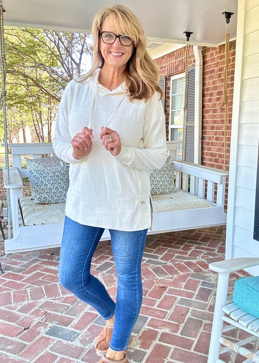 Royce Long Sleeve Hooded Side - Split Pocketed - Ivory - Harbor Way - Royce Harbor Way - Jimberly's Boutique - Olive Branch - Mississippi