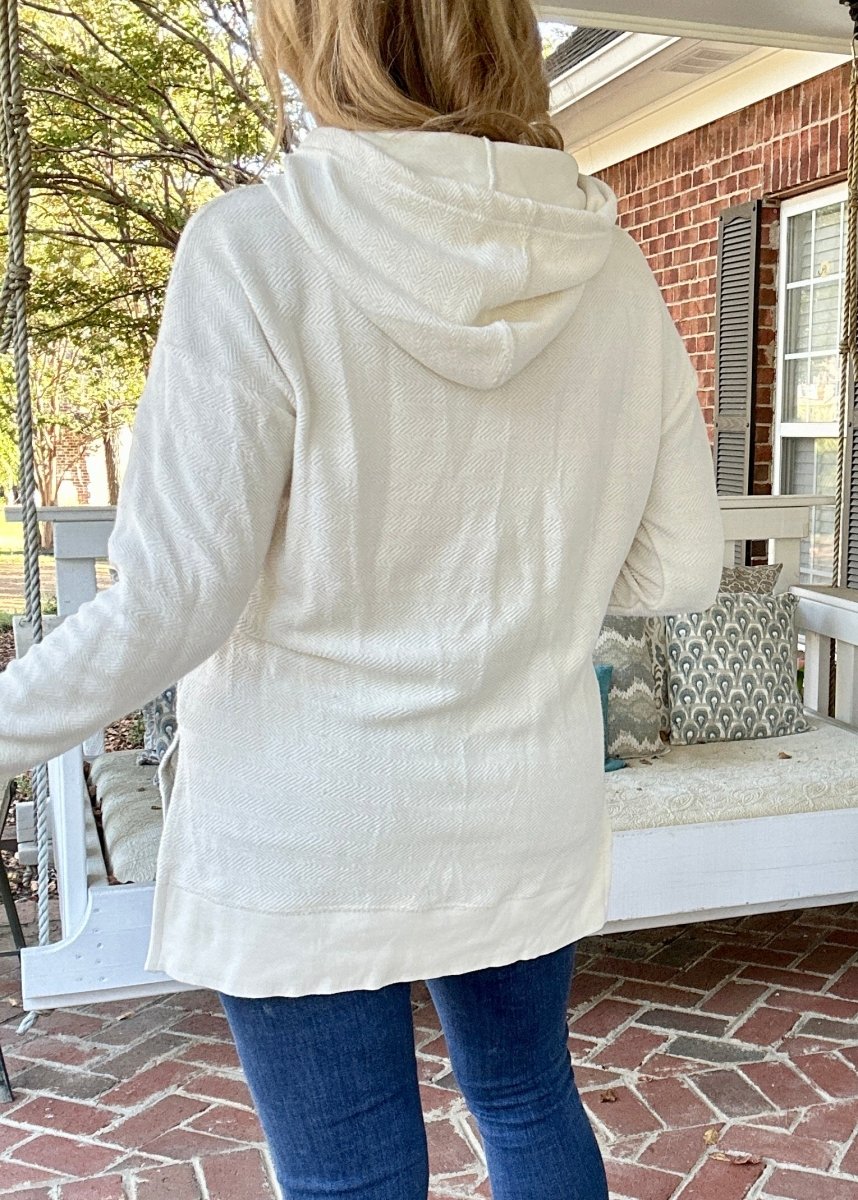 Royce Long Sleeve Hooded Side - Split Pocketed - Ivory - Harbor Way - Royce Harbor Way - Jimberly's Boutique - Olive Branch - Mississippi