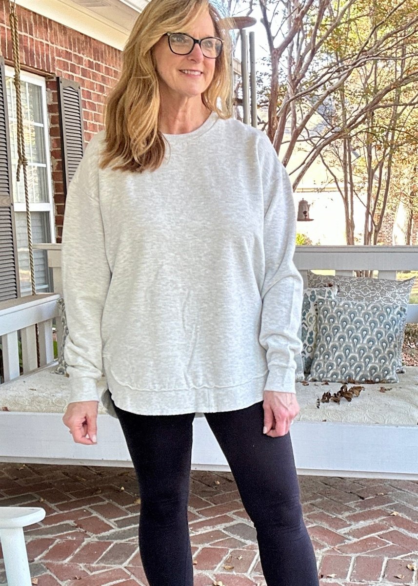 Royce Mélange Poncho Long Sleeve Hi - Lo Fleece - Oatmeal - Royce Fleece - Jimberly's Boutique - Olive Branch - Mississippi