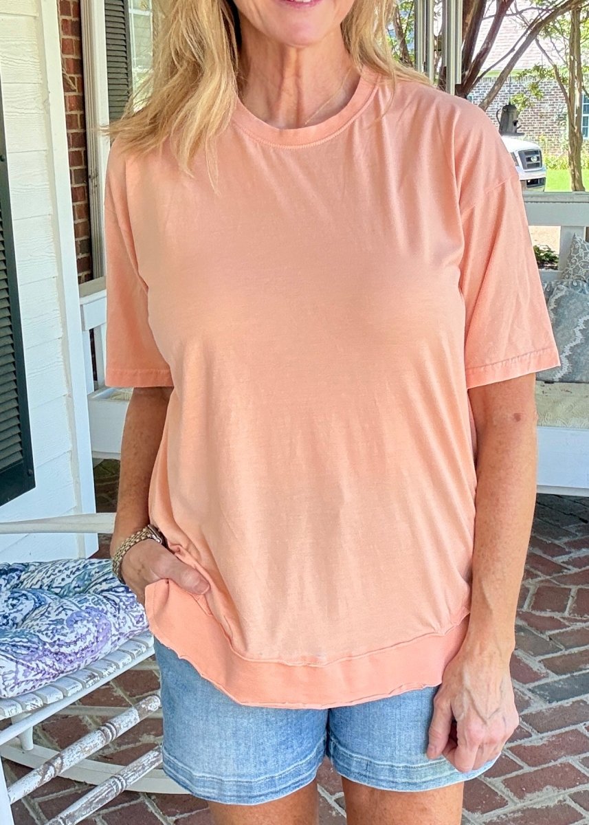 Royce Poncho Top Rounded Bottom - Creamsicle - Royce Poncho Shirt - Jimberly's Boutique - Olive Branch - Mississippi