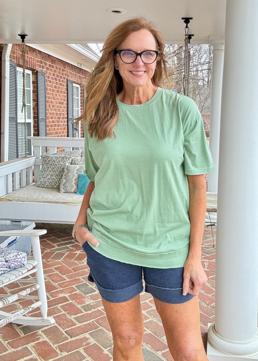 Royce Poncho Top Rounded Bottom - Sage - Royce Poncho Shirt - Jimberly's Boutique - Olive Branch - Mississippi