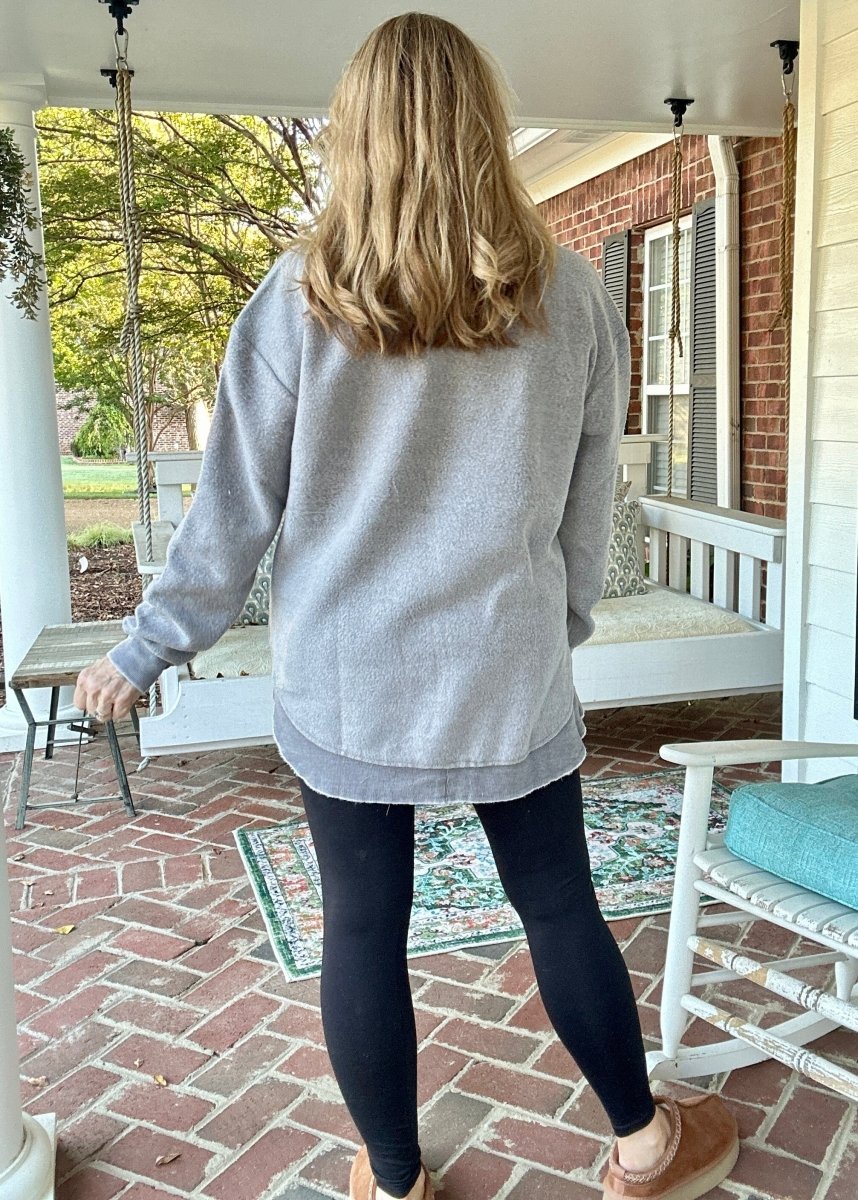 Royce Reversed Out Ponchoville Fleece - Grey - Royce Sweatshirt - Jimberly's Boutique - Olive Branch - Mississippi