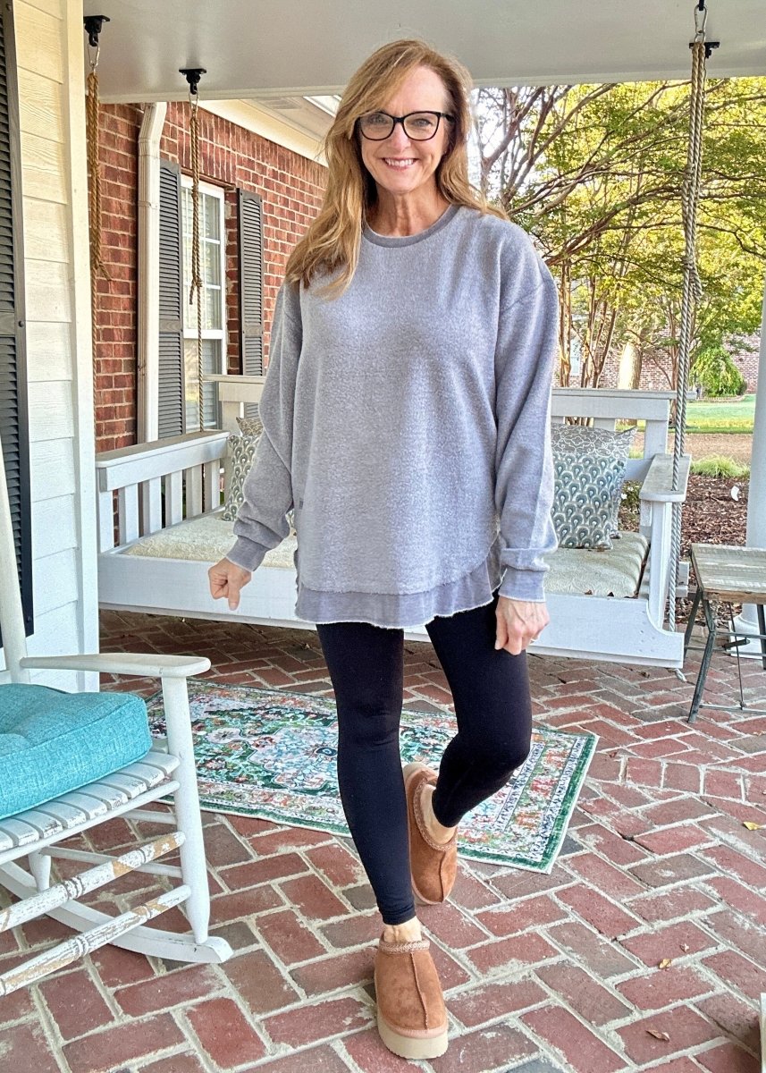 Royce Reversed Out Ponchoville Fleece - Grey - Royce Sweatshirt - Jimberly's Boutique - Olive Branch - Mississippi