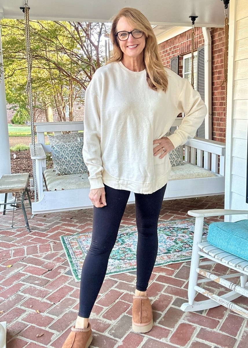 Royce Reversed Out Ponchoville Fleece - Ivory - Jimberly's Boutique - Olive Branch - Mississippi