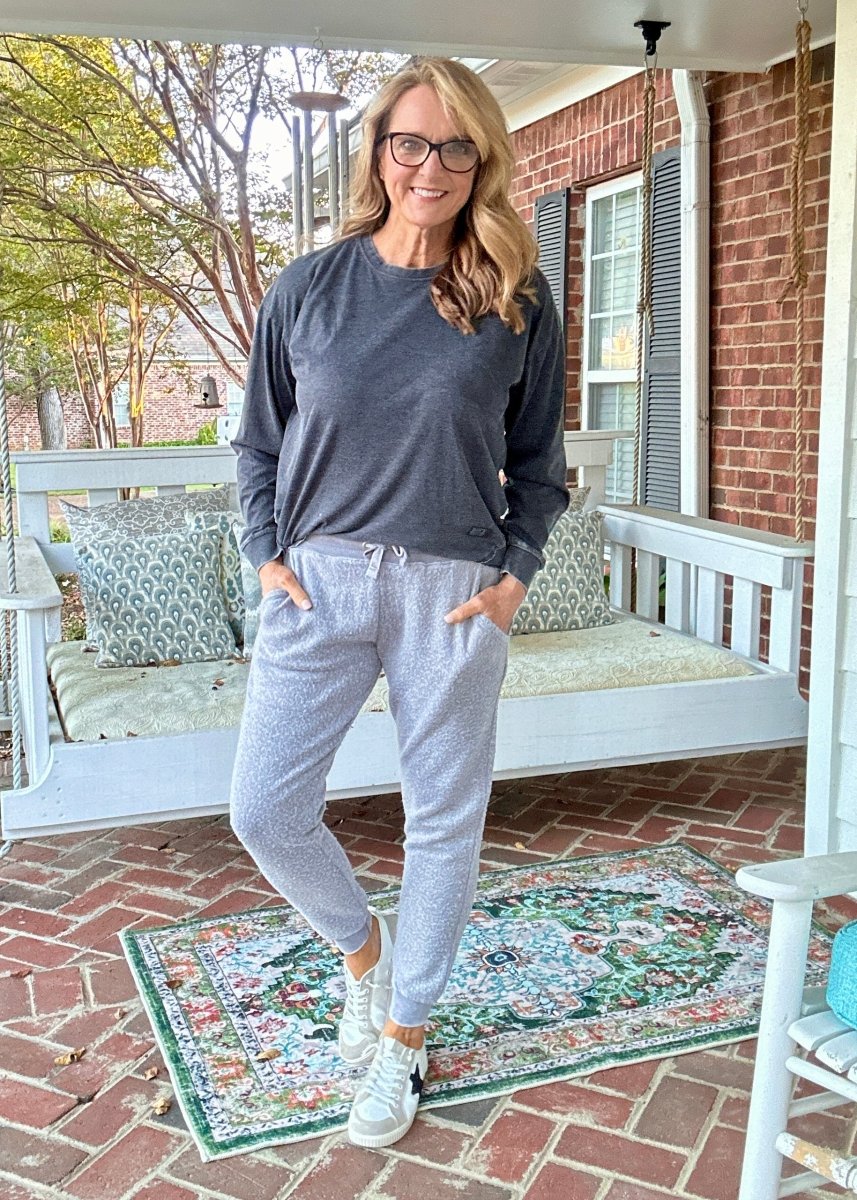 Royce Vintage Washed Poncho LS Tee - Black - Royce Long Sleeve Tee - Jimberly's Boutique - Olive Branch - Mississippi