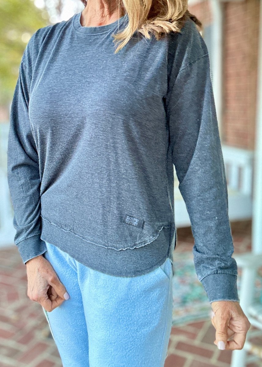 Royce Vintage Washed Poncho LS Tee - Black - Royce Long Sleeve Tee - Jimberly's Boutique - Olive Branch - Mississippi