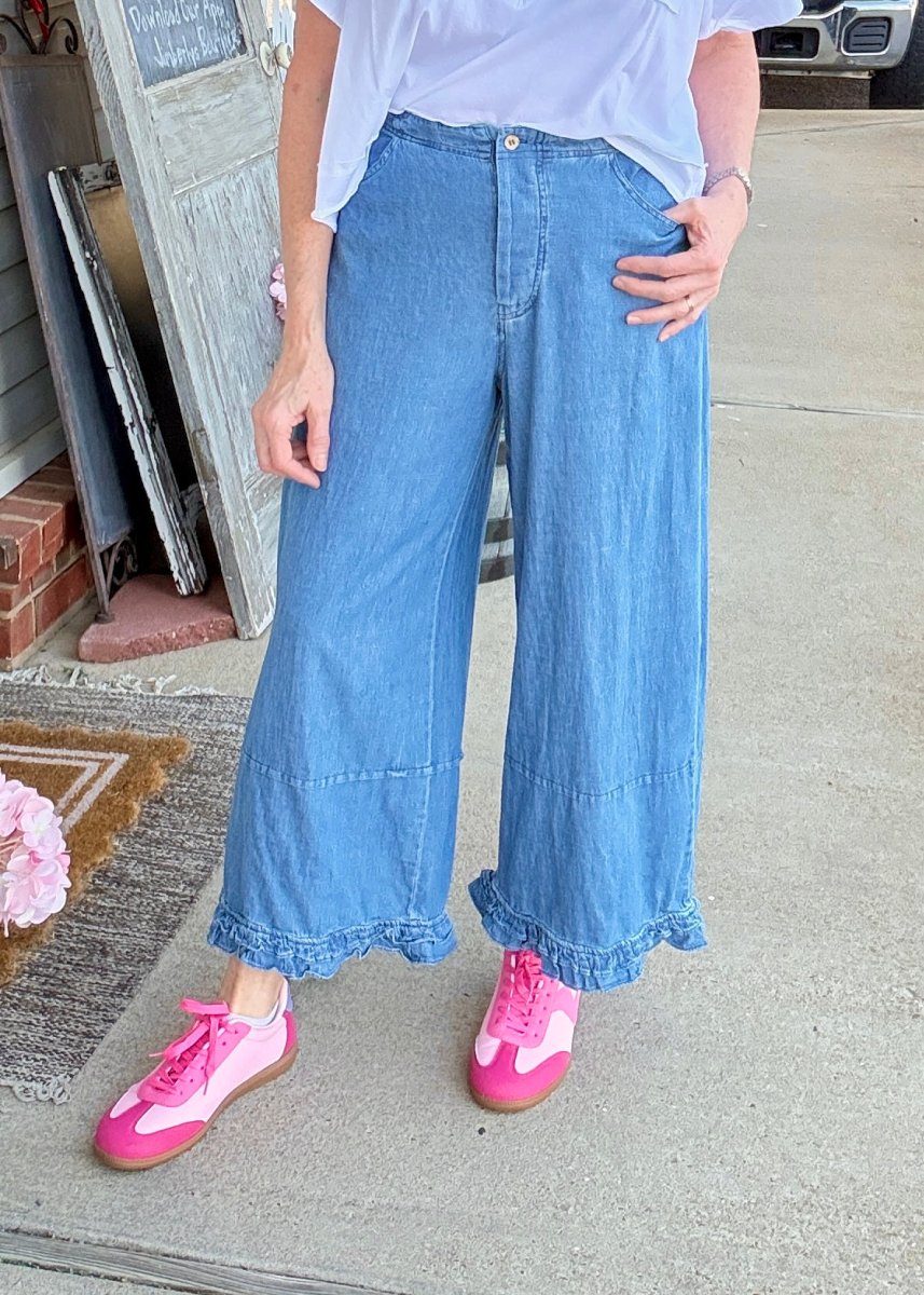 Ruffle Hem Denim Pants | Jodifl - Pants - Jimberly's Boutique - Olive Branch - Mississippi