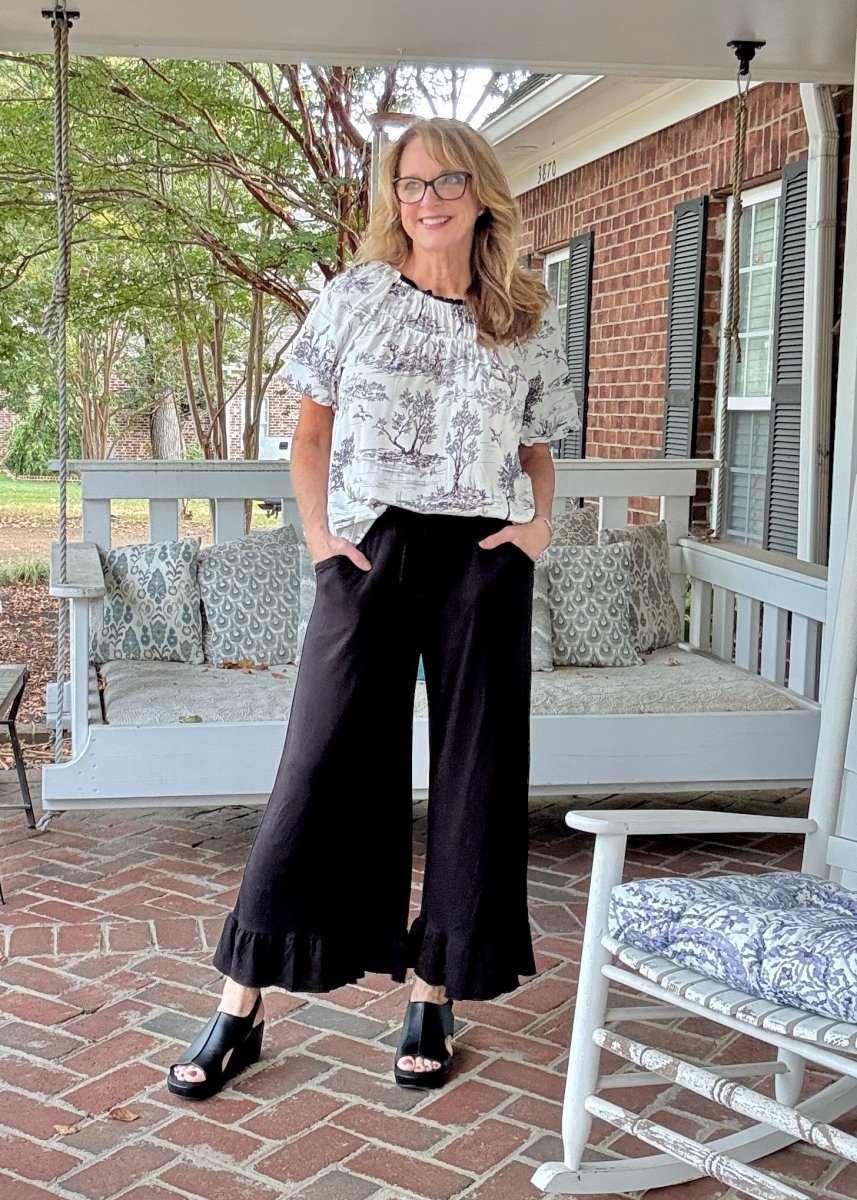 Ruffled Wide Leg Pants - Black - casual pants - Jimberly's Boutique - Olive Branch - Mississippi