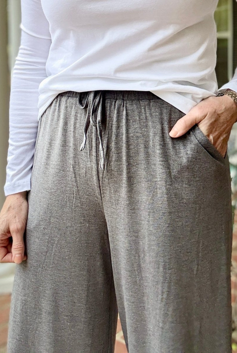 Ruffled Wide Leg Pants - Grey - casual pants - Jimberly's Boutique - Olive Branch - Mississippi
