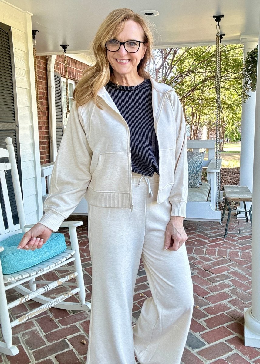 Scuba Full Zip Jacket - Heather Beige | Zenana - Jacket - Jimberly's Boutique - Olive Branch - Mississippi