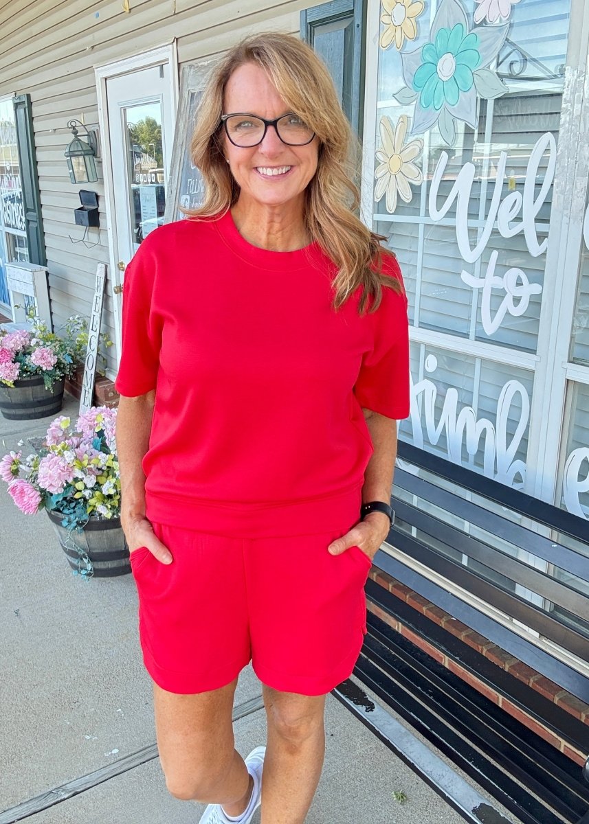 Scuba Shorts Set - Red - shorts set - Jimberly's Boutique - Olive Branch - Mississippi