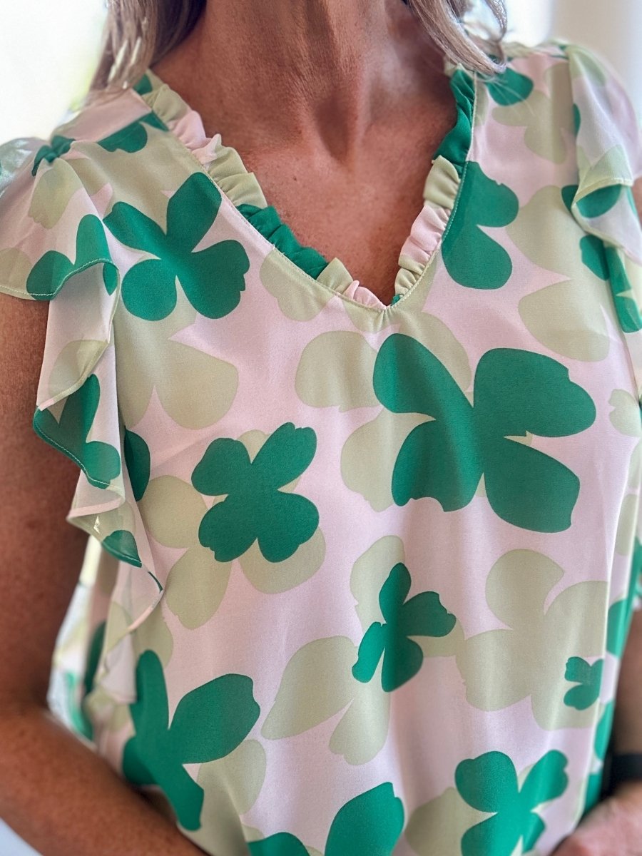 Shane Ruffled Sleeve Top - Green - Casual Top - Jimberly's Boutique - Olive Branch - Mississippi