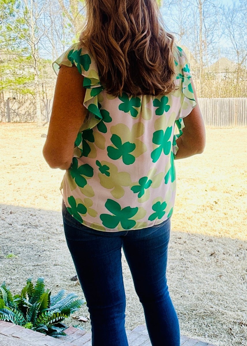 Shane Ruffled Sleeve Top - Green - Casual Top - Jimberly's Boutique - Olive Branch - Mississippi