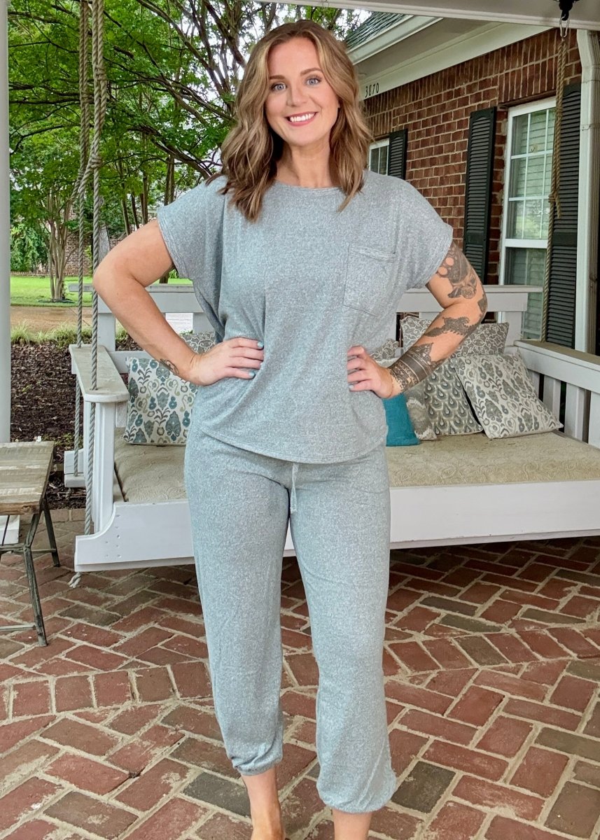 Sheila Melange Jogger Set - Ash Jade - jogger set - Jimberly's Boutique - Olive Branch - Mississippi