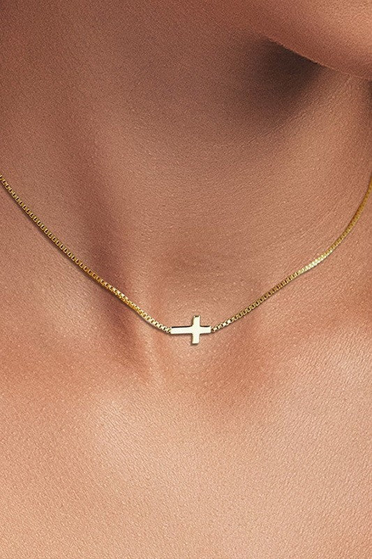 Sideways Cross Tarnish Free Necklace - Jimberly's Boutique - Olive Branch - Mississippi