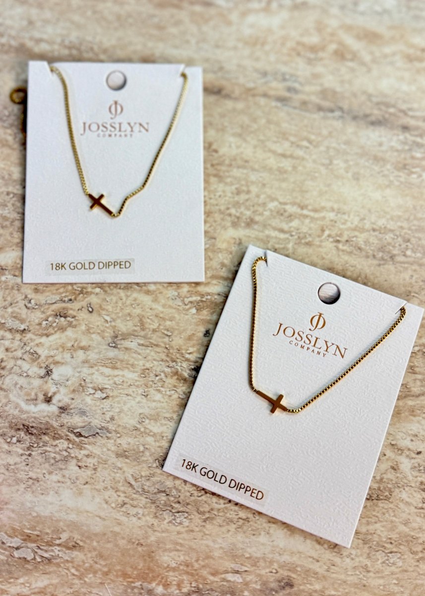 Sideways Cross Tarnish Free Necklace - Jimberly's Boutique - Olive Branch - Mississippi