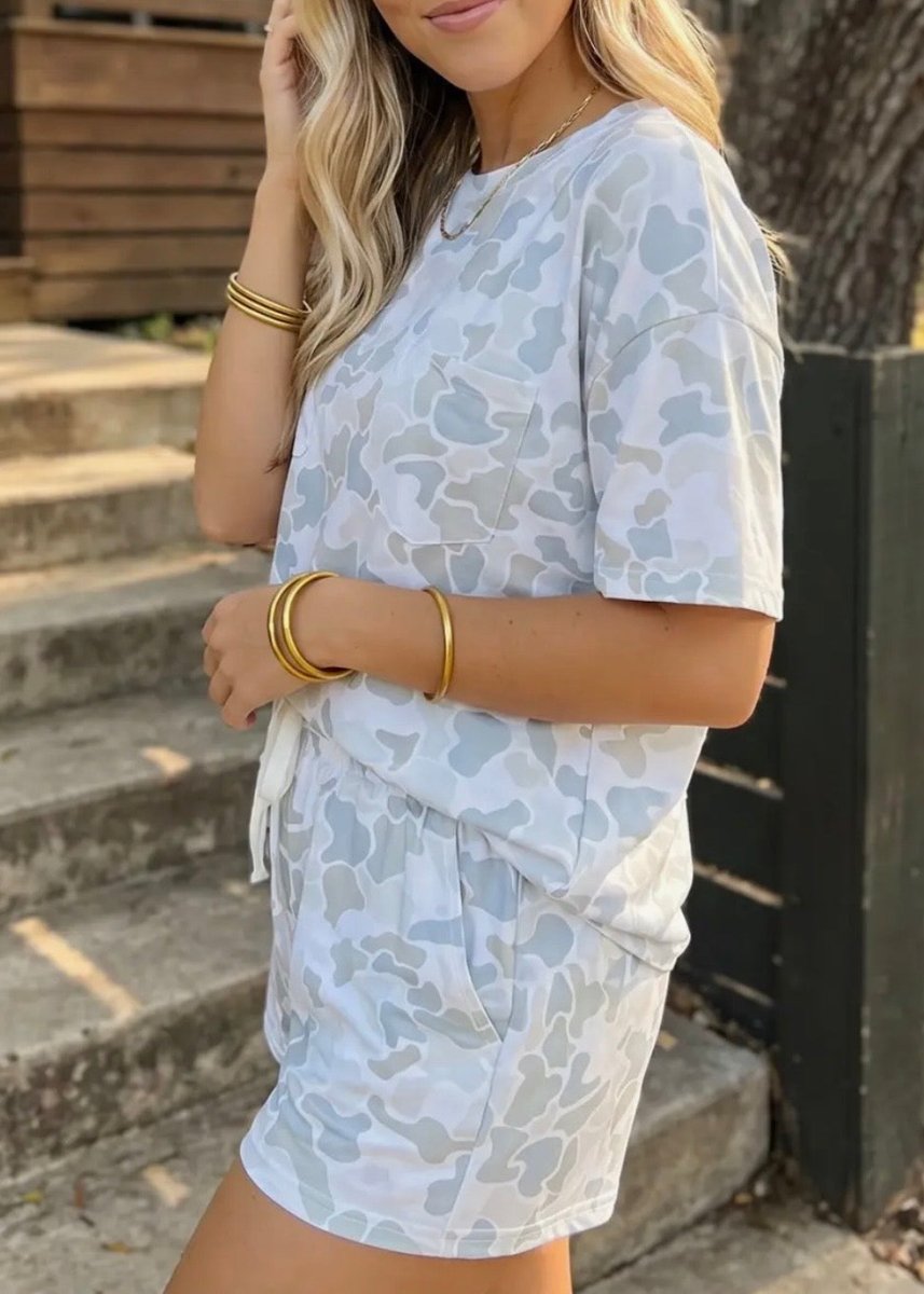Silver Gray Camouflage Shorts Set - short set -Jimberly's Boutique-Olive Branch-Mississippi