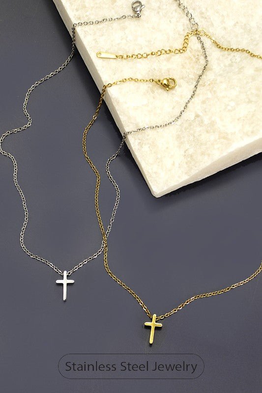 Simple Cross Tarnish Free Necklace - cross necklace - Jimberly's Boutique - Olive Branch - Mississippi