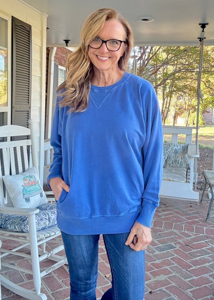 Simple Sutton Sweatshirt - Bright Blue (S - 3X) - Sweatshirt - Jimberly's Boutique - Olive Branch - Mississippi