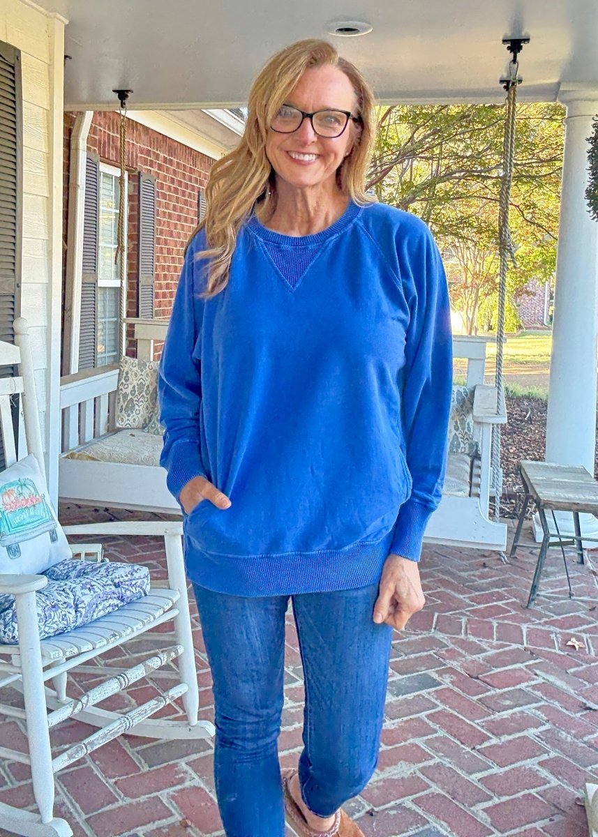 Simple Sutton Sweatshirt - Bright Blue (S - 3X) - Sweatshirt - Jimberly's Boutique - Olive Branch - Mississippi