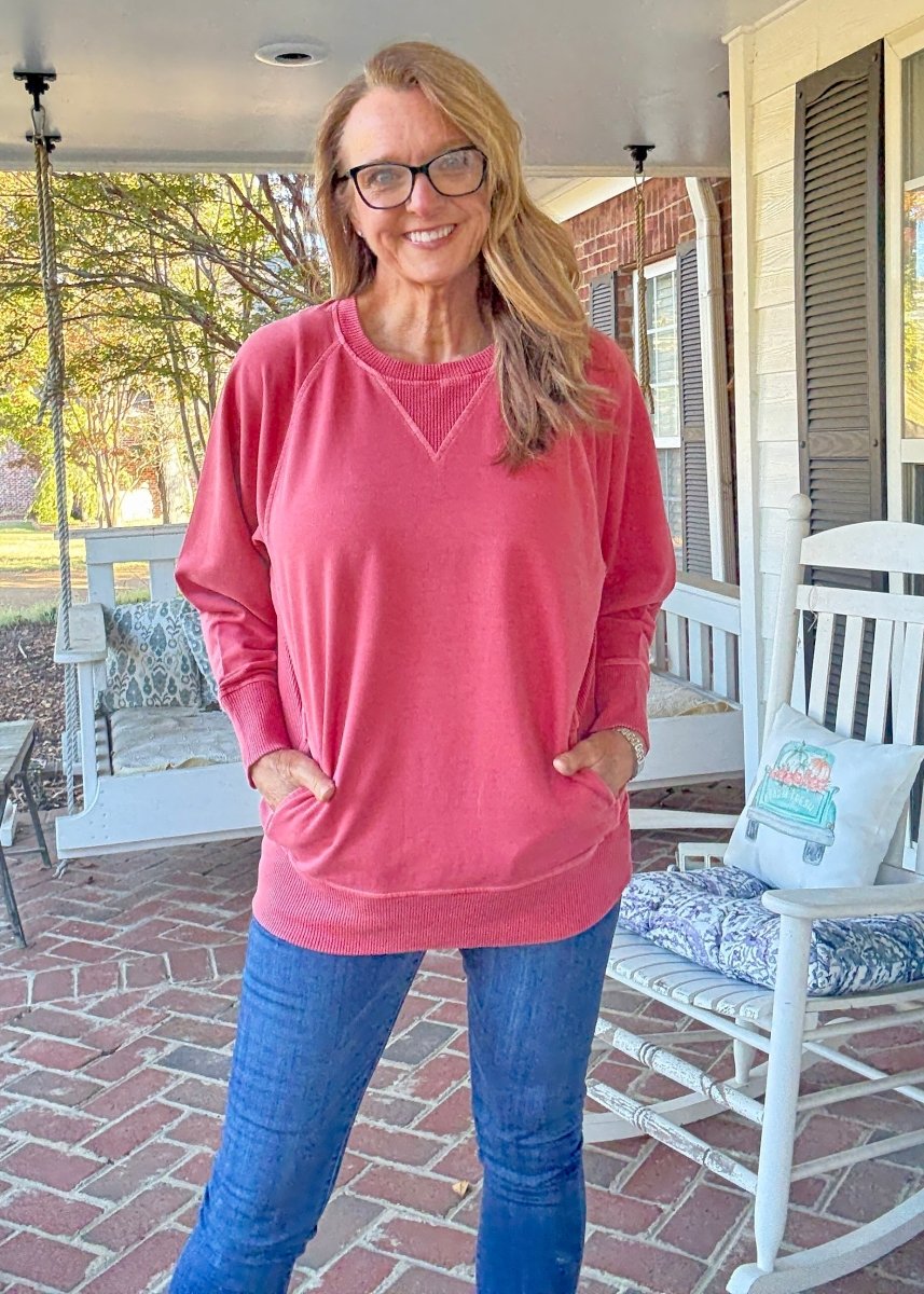 Simple Sutton Sweatshirt - Ruby (S - 3X) - Sweatshirt - Jimberly's Boutique - Olive Branch - Mississippi