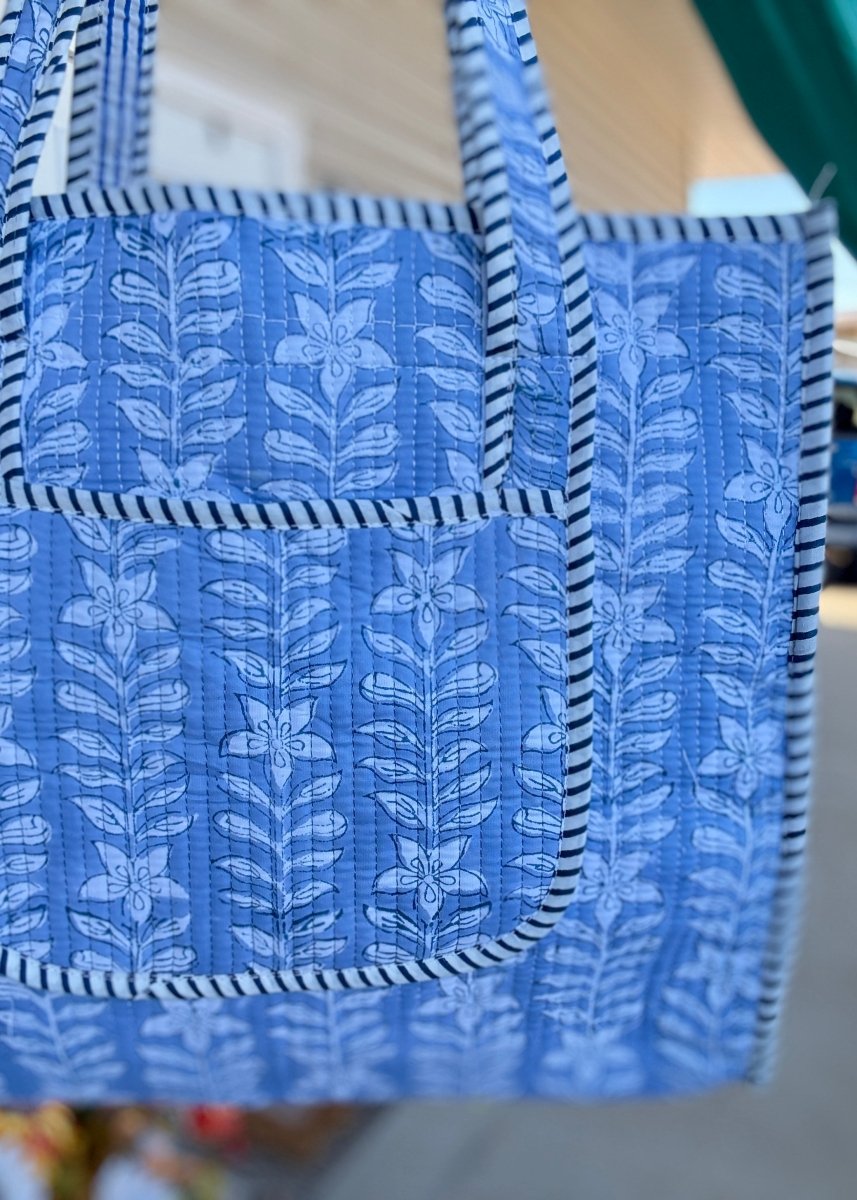 Sinclair Blue Floral Tote Bag - floral tote bag - Jimberly's Boutique - Olive Branch - Mississippi