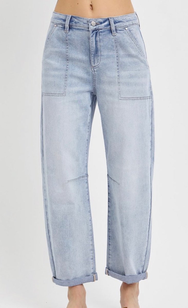Slouchy Barrel Jeans w Patch Pockets | Risen - Barrel Jeans/Pants -Jimberly's Boutique-Olive Branch-Mississippi