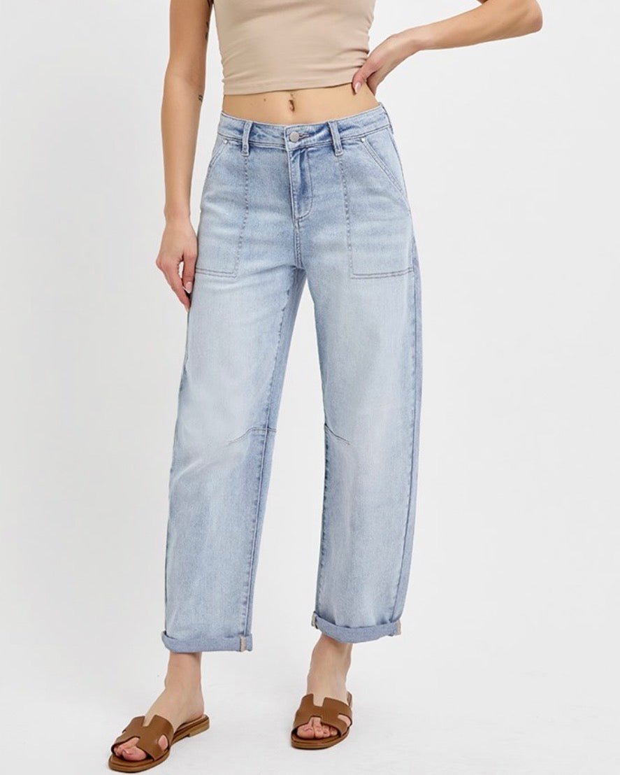 Slouchy Barrel Jeans w Patch Pockets | Risen - Barrel Jeans/Pants -Jimberly's Boutique-Olive Branch-Mississippi