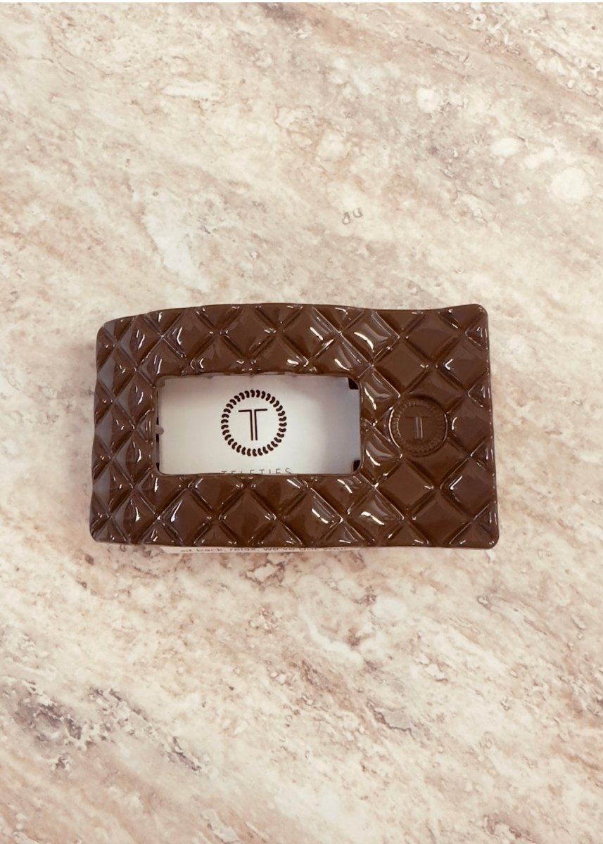 Small Rectangle Flat Hair Clip - Truly Taupe Quilted - Flat Hair Clip - Jimberly's Boutique - Olive Branch - Mississippi