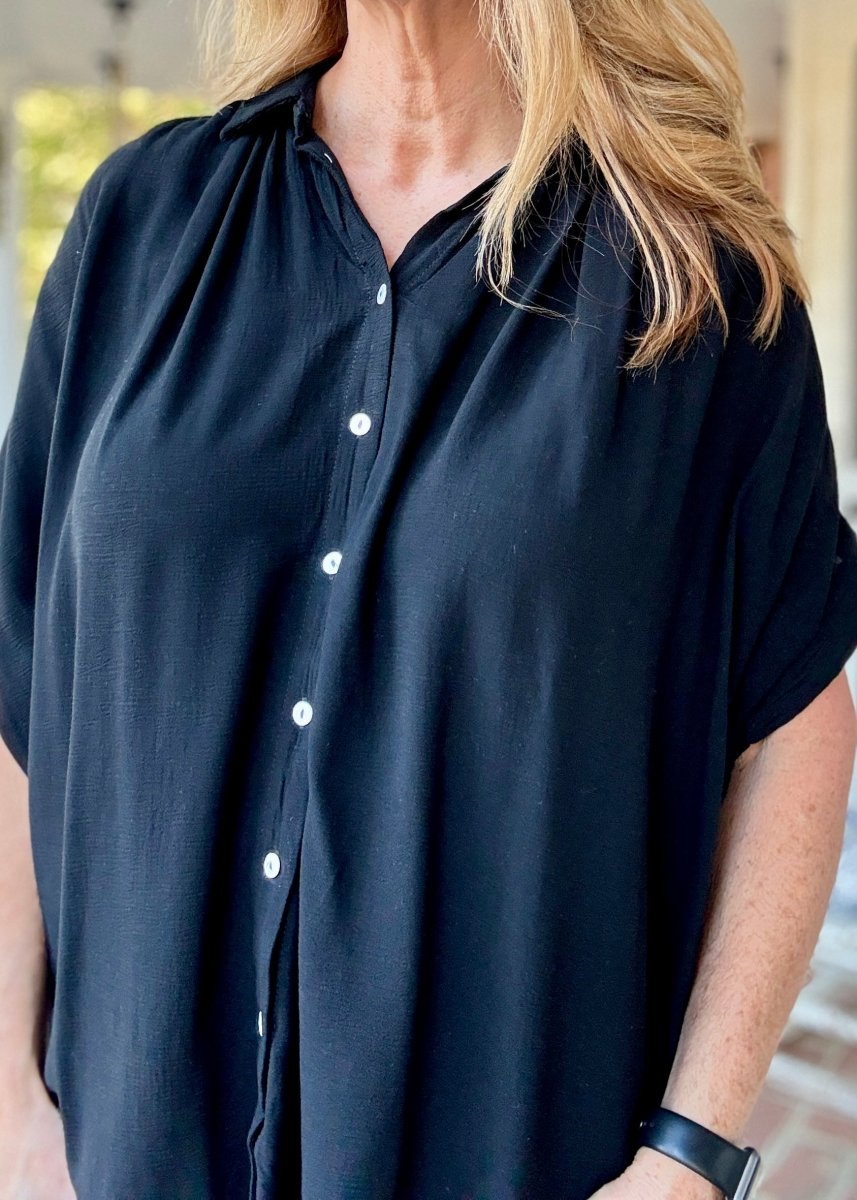 Smocked Fabric Shirt - Black - Umgee Top - Jimberly's Boutique - Olive Branch - Mississippi