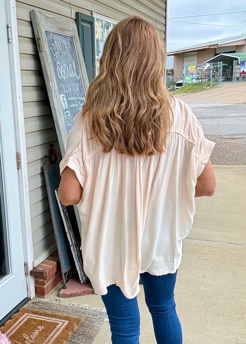 Smocked Fabric Shirt - Champagne | Umgee - Umgee Top - Jimberly's Boutique - Olive Branch - Mississippi