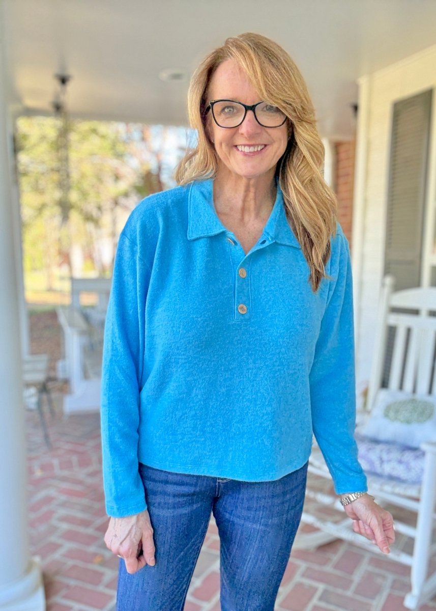 Soft Collared Sweater - Deep Sky - sweater - Jimberly's Boutique - Olive Branch - Mississippi