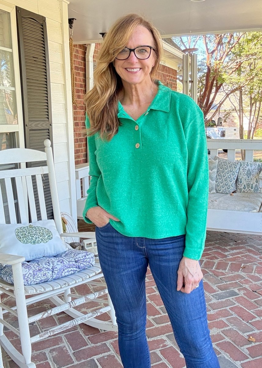 Soft Collared Sweater - Kelly Green - sweater - Jimberly's Boutique - Olive Branch - Mississippi