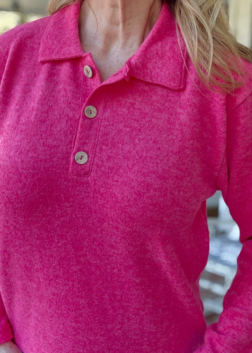 Soft Collared Sweater - Viva Magenta - sweater - Jimberly's Boutique - Olive Branch - Mississippi
