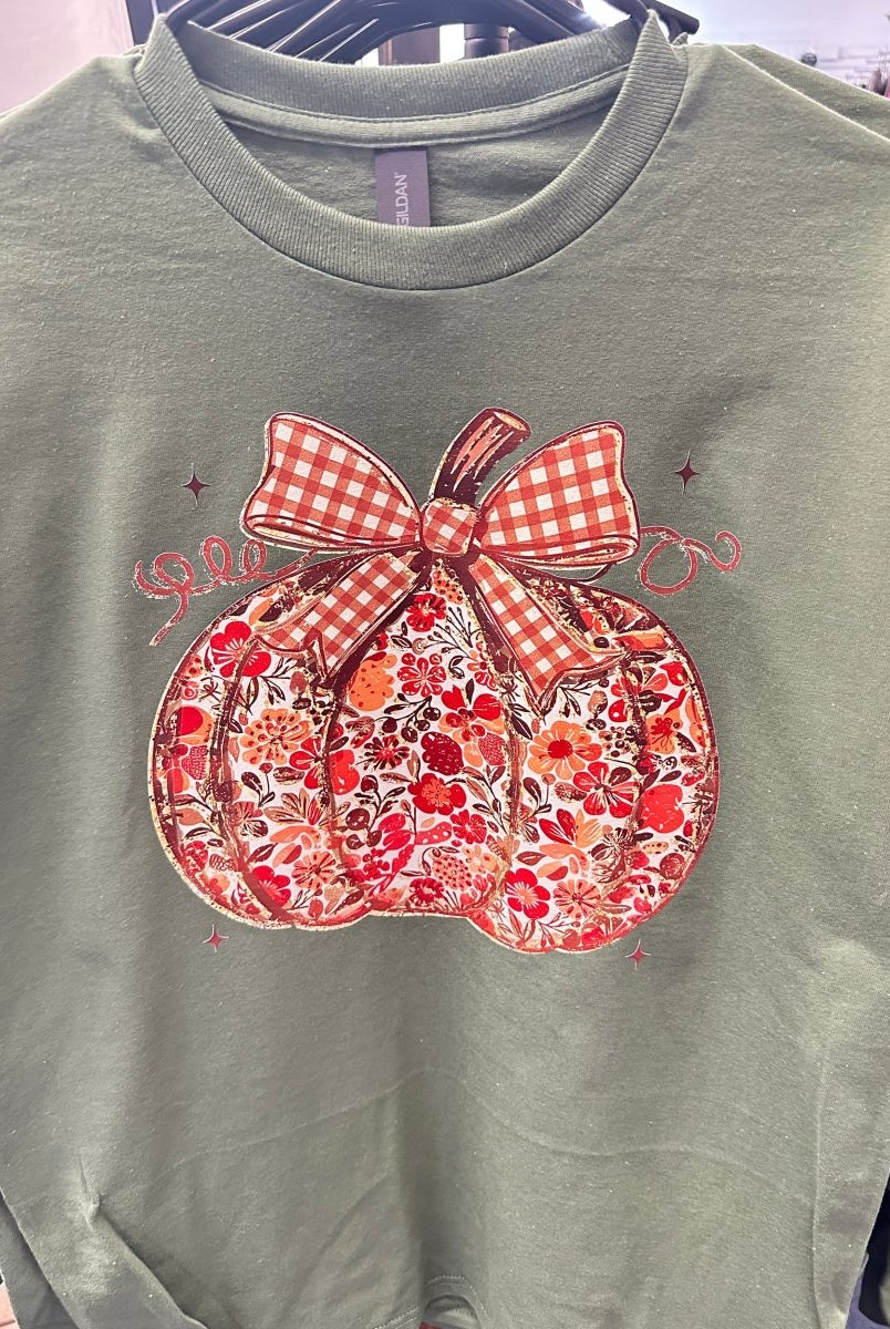 Soft Floral Pumpkin Long Sleeve - Long Sleeve Graphic Tee - Jimberly's Boutique - Olive Branch - Mississippi