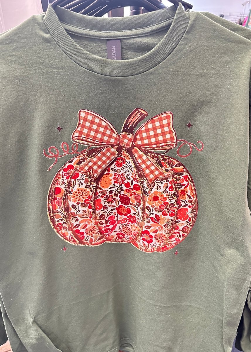 Soft Floral Pumpkin Long Sleeve - Long Sleeve Graphic Tee - Jimberly's Boutique - Olive Branch - Mississippi