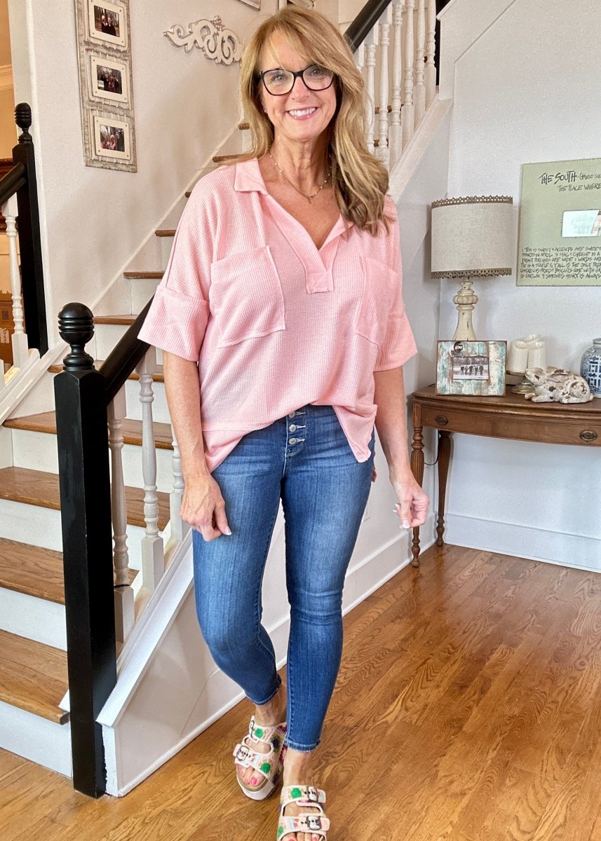Soft Thermal Collar Top - Peachy Pink - Jimberly's Boutique - Olive Branch - Mississippi
