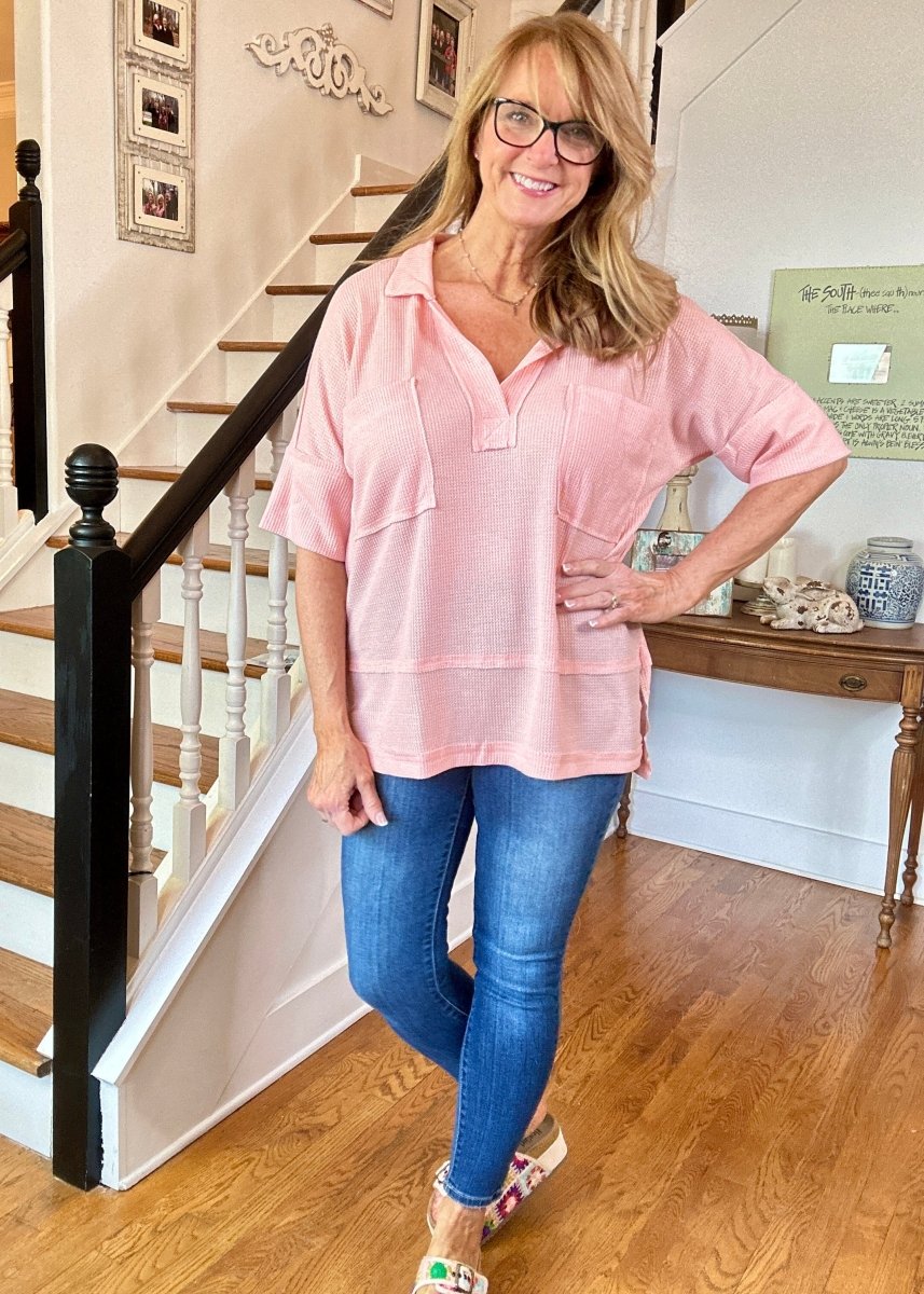 Soft Thermal Collar Top - Peachy Pink - Jimberly's Boutique - Olive Branch - Mississippi