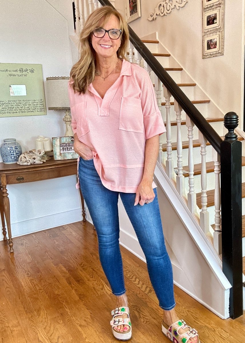 Soft Thermal Collar Top - Peachy Pink - Jimberly's Boutique - Olive Branch - Mississippi