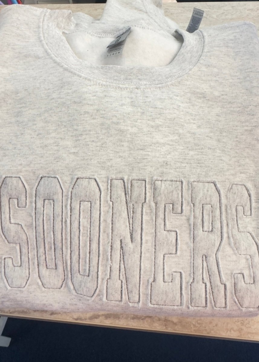 Sooners Gameday Tone on Tone Applique' Sweatshirt - Collegiate Sweatshirt - Jimberly's Boutique - Olive Branch - Mississippi