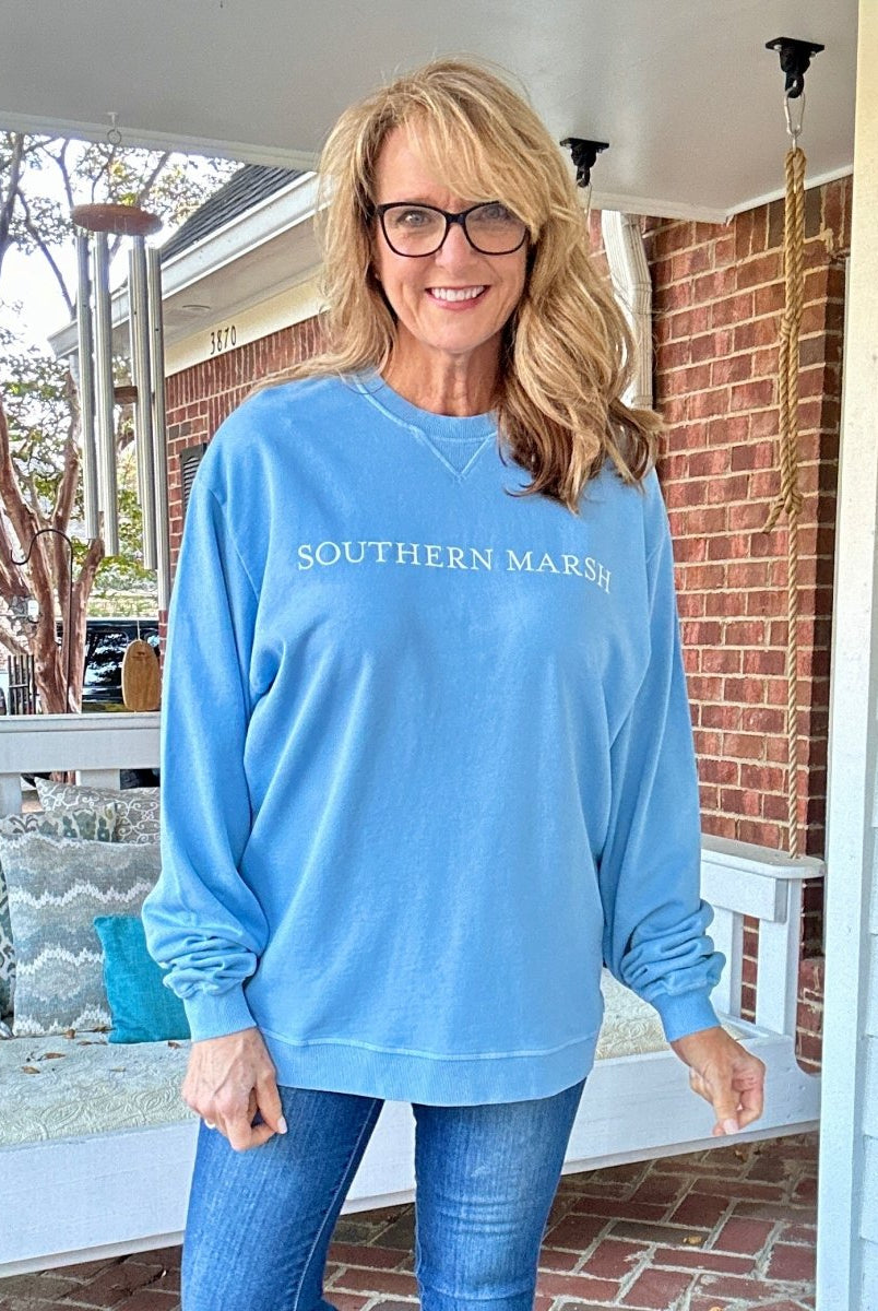 Southern Marsh | Seawash | Gameday | Sweatshirt | Washed Blue - Southern Marsh Sweatshirt - Jimberly's Boutique - Olive Branch - Mississippi