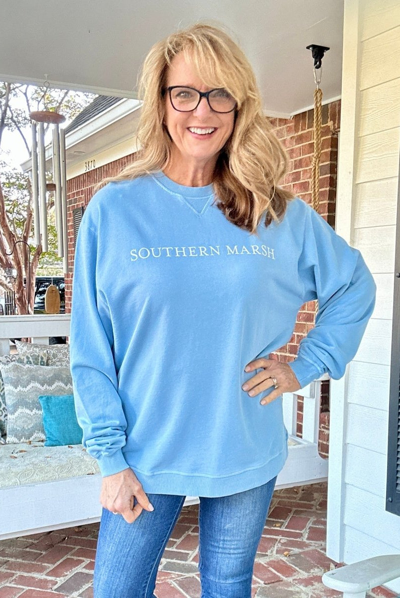 Southern Marsh | Seawash | Gameday | Sweatshirt | Washed Blue - Southern Marsh Sweatshirt - Jimberly's Boutique - Olive Branch - Mississippi
