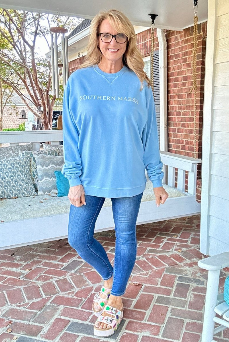 Southern Marsh | Seawash | Gameday | Sweatshirt | Washed Blue - Southern Marsh Sweatshirt - Jimberly's Boutique - Olive Branch - Mississippi