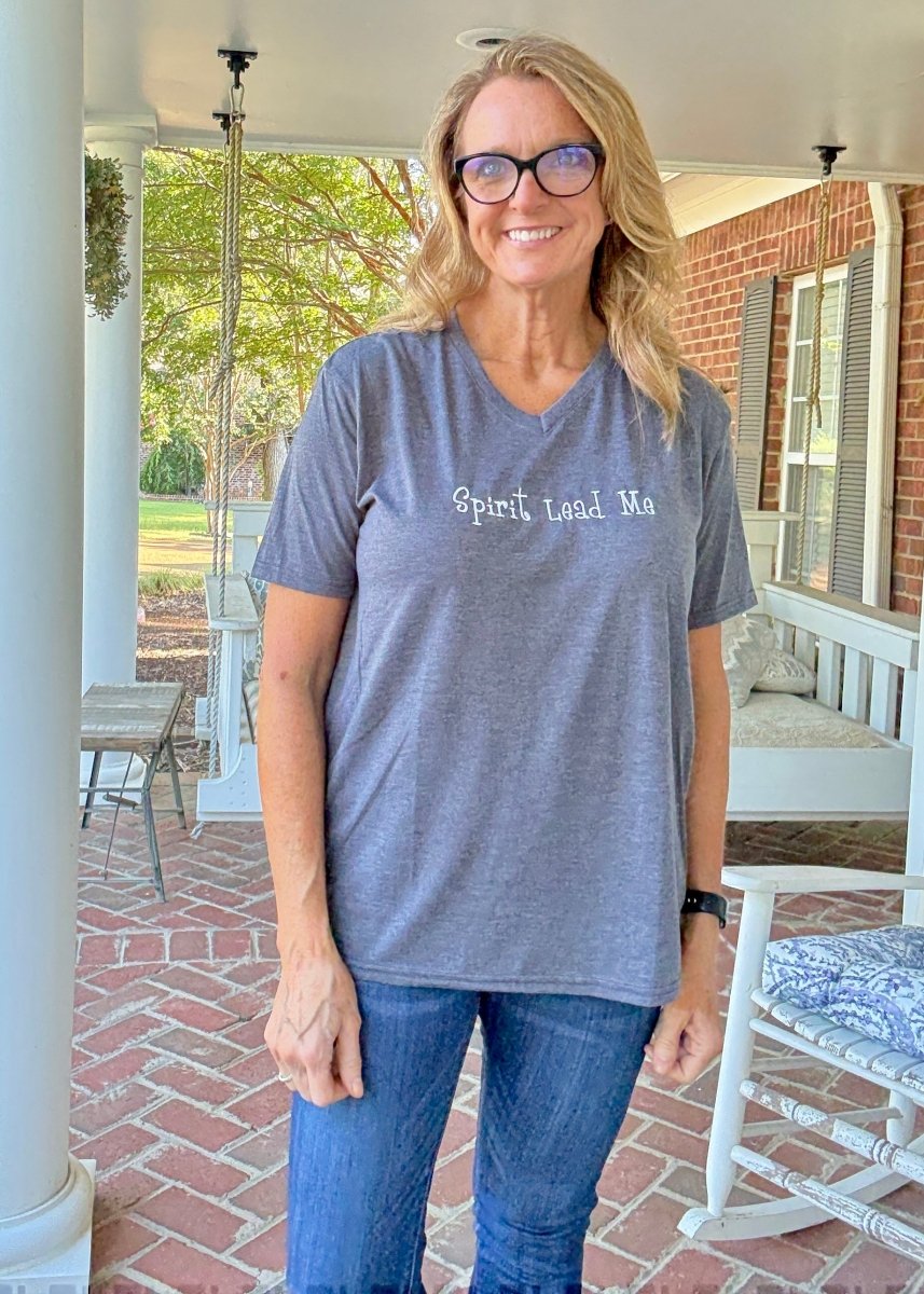 Spirit Lead Me Embroidered V Neck T Shirt - sweatshirt - Jimberly's Boutique - Olive Branch - Mississippi