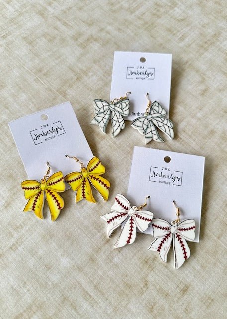 Sports Bow Earrings - Earrings - Jimberly's Boutique - Olive Branch - Mississippi