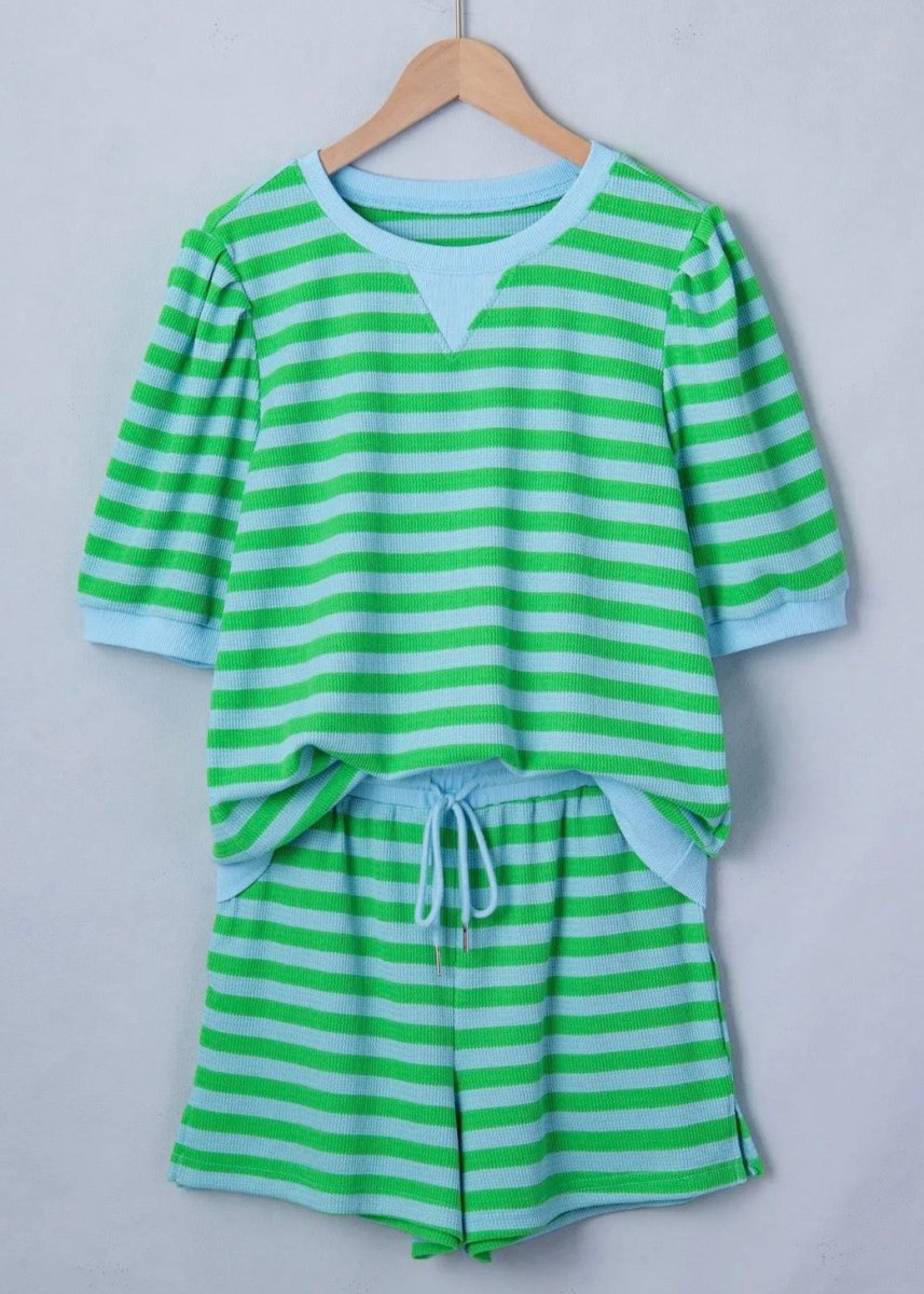 Spring Fling Stripe Shorts Set - Green Stripe - short set -Jimberly's Boutique-Olive Branch-Mississippi
