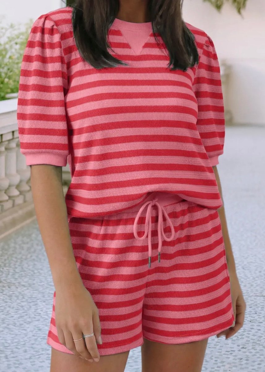 Spring Fling Stripe Shorts Set - Red Stripe - short set -Jimberly's Boutique-Olive Branch-Mississippi