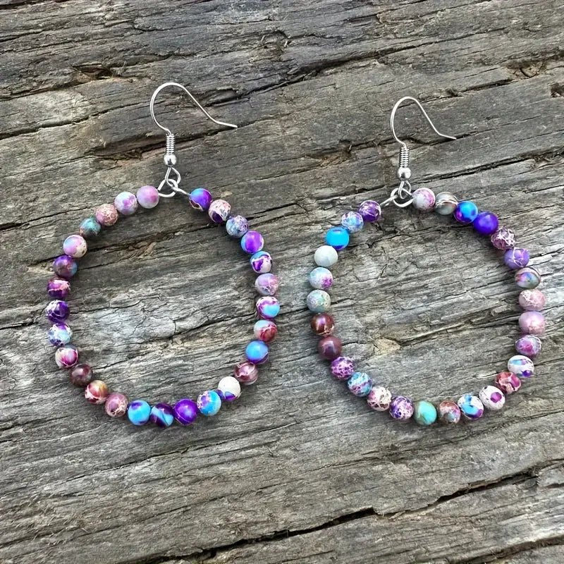 Stone Hoop Earrings - Earrings - Jimberly's Boutique - Olive Branch - Mississippi